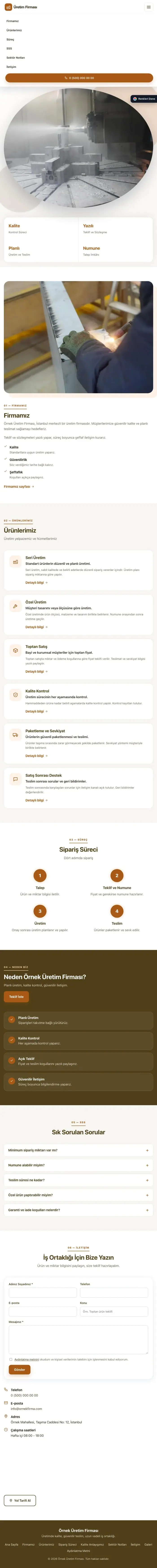Tek Sayfa Kahve Turuncu – Üretici Firma Web Sitesi tablet görünümü