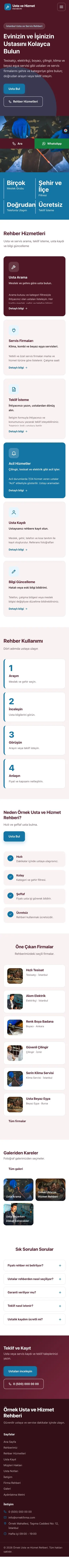 Blok Bordo Mavi – Usta ve Hizmet Rehberi Web Sitesi mobil görünümü