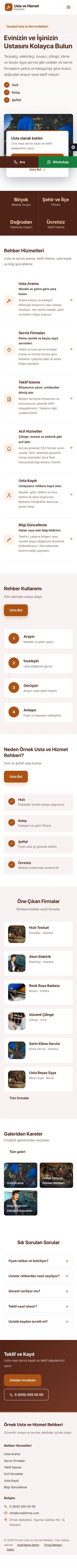 Bölünmüş Bordo Turuncu – Usta ve Hizmet Rehberi Web Sitesi mobil görünümü