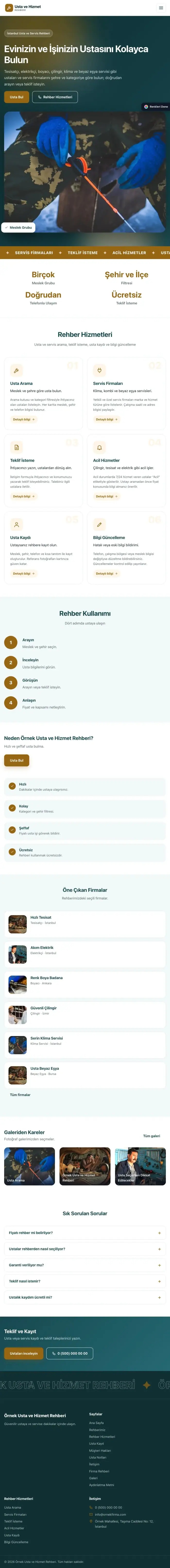 Hareketli Petrol Turuncu – Usta ve Hizmet Rehberi Web Sitesi tablet görünümü