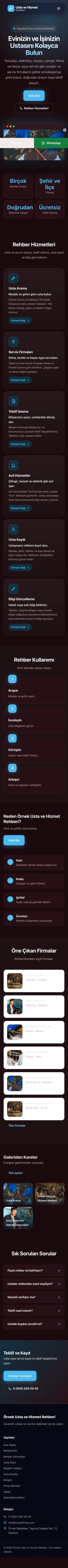 Koyu Modern Bordo Mavi – Usta ve Hizmet Rehberi Web Sitesi mobil görünümü
