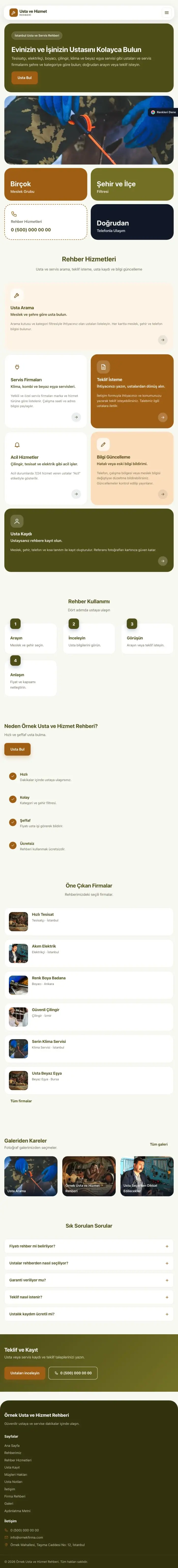 Mozaik Zeytin Turuncu – Usta ve Hizmet Rehberi Web Sitesi tablet görünümü