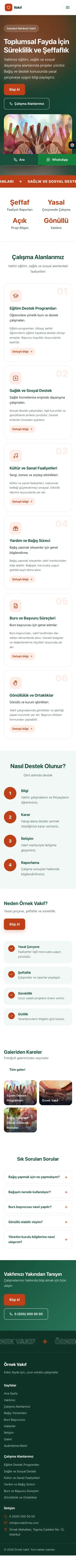 Hareketli Yeşil Turuncu – Vakıf Web Sitesi mobil görünümü