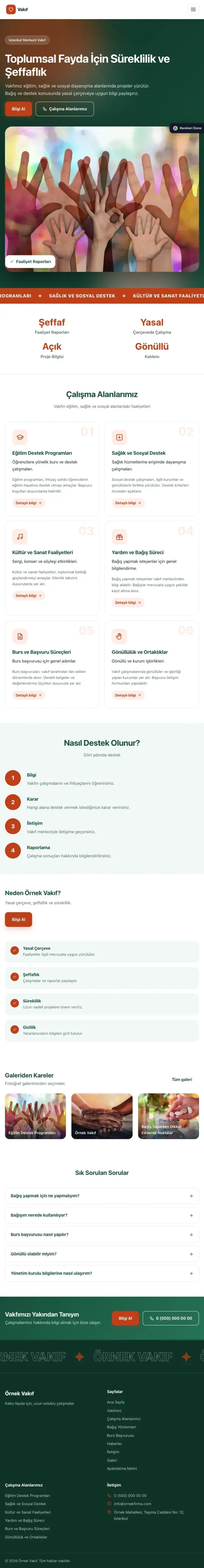 Hareketli Yeşil Turuncu – Vakıf Web Sitesi tablet görünümü