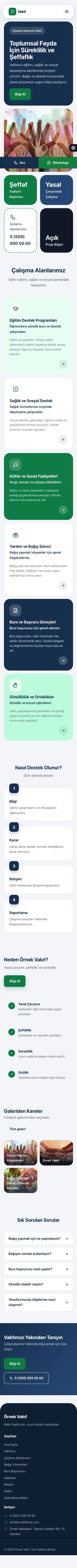 Mozaik Mavi Yeşil – Vakıf Web Sitesi mobil görünümü