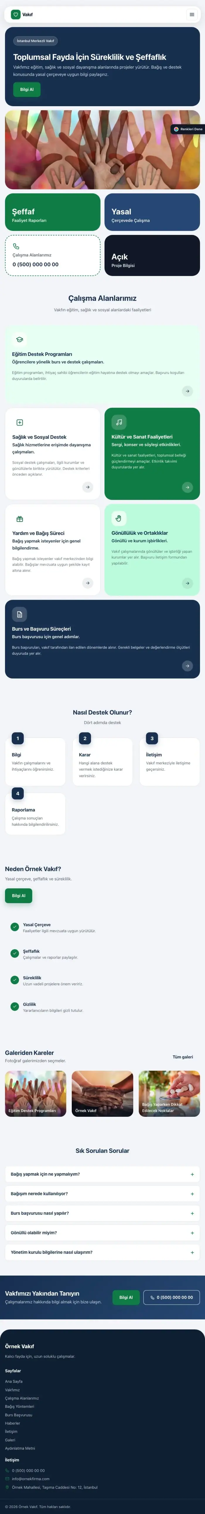Mozaik Mavi Yeşil – Vakıf Web Sitesi tablet görünümü