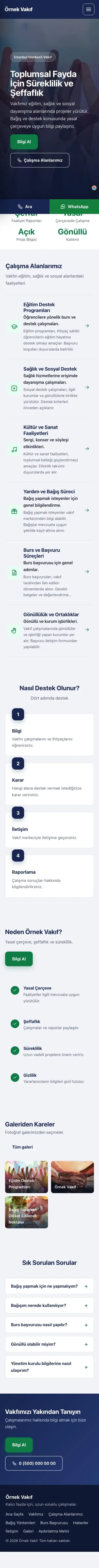 Sol Menü Lacivert Yeşil – Vakıf Web Sitesi mobil görünümü