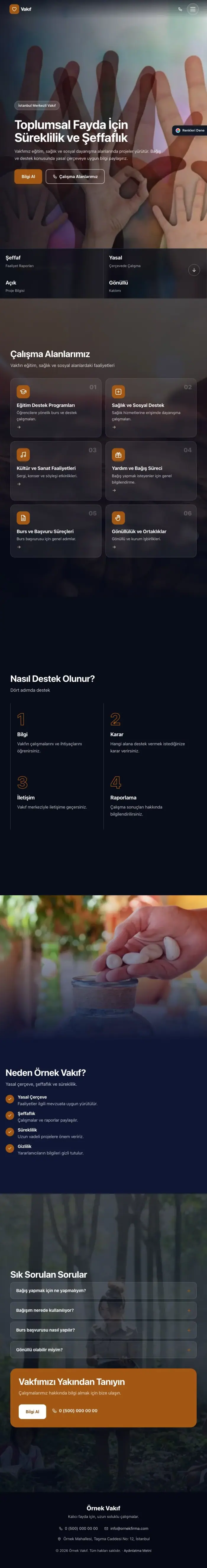 Tam Ekran Lacivert Turuncu – Vakıf Web Sitesi tablet görünümü