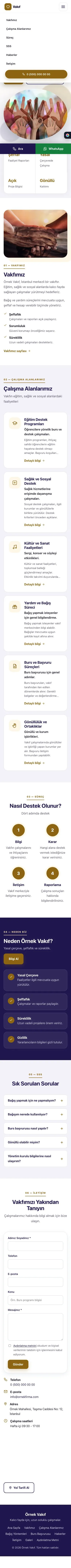 Tek Sayfa Lacivert Amber – Vakıf Web Sitesi mobil görünümü