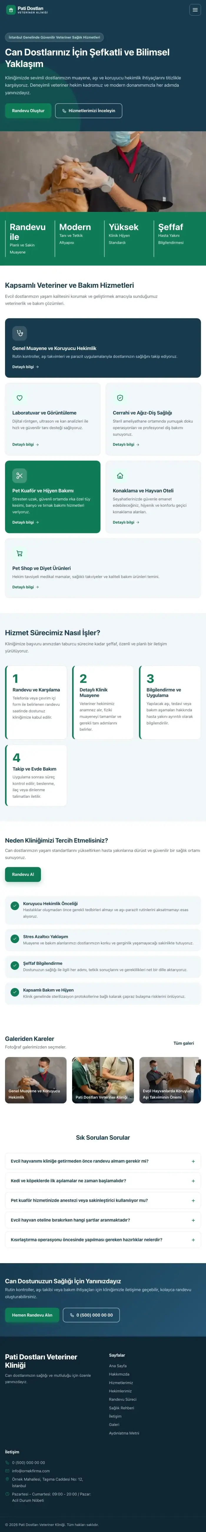 Blok Mavi Turkuaz – Veteriner Web Sitesi tablet görünümü
