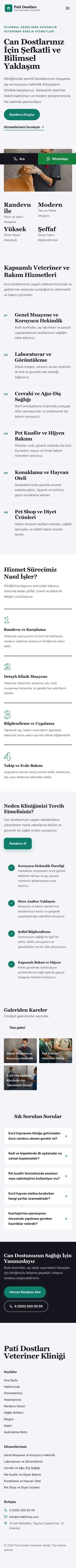 Editoryal Lacivert Turkuaz II – Veteriner Web Sitesi mobil görünümü