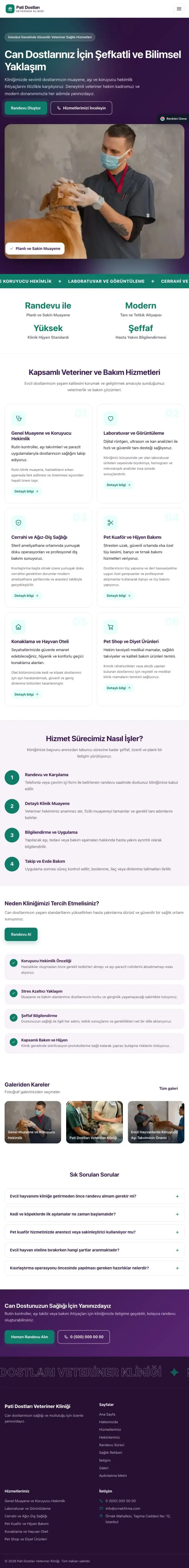 Hareketli Mor Turkuaz – Veteriner Web Sitesi tablet görünümü