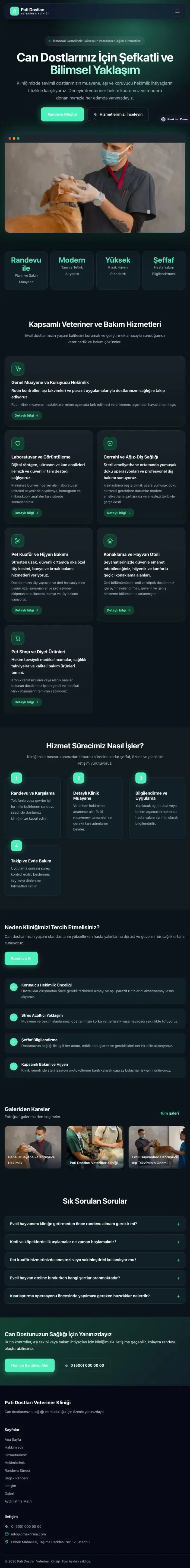 Koyu Modern Mavi Turkuaz – Veteriner Web Sitesi tablet görünümü