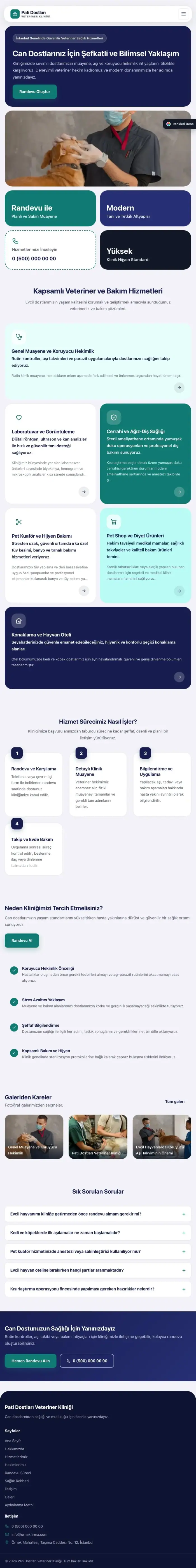 Mozaik Lacivert Turkuaz – Veteriner Web Sitesi tablet görünümü
