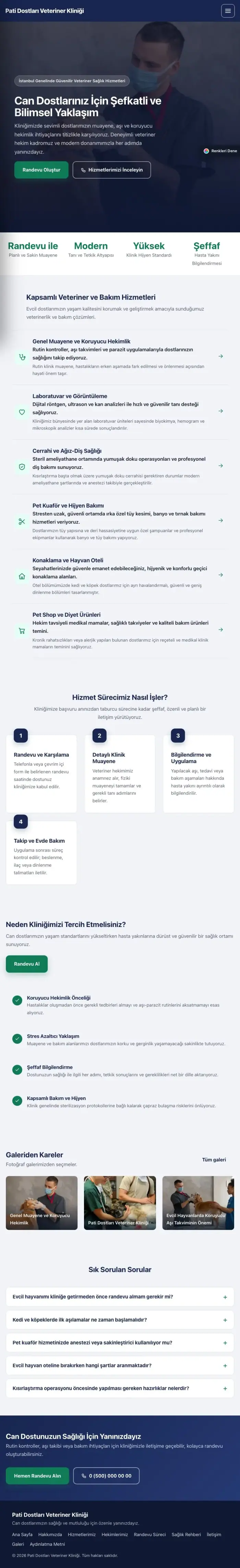 Sol Menü Lacivert Turkuaz – Veteriner Web Sitesi tablet görünümü