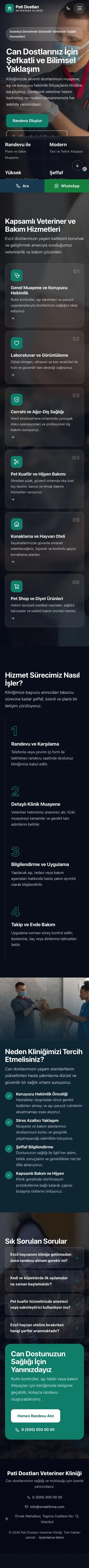 Tam Ekran Mavi Turkuaz – Veteriner Web Sitesi mobil görünümü