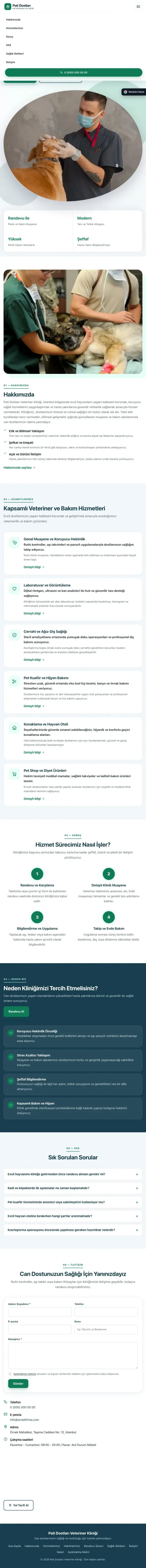 Tek Sayfa Mavi Turkuaz – Veteriner Web Sitesi tablet görünümü