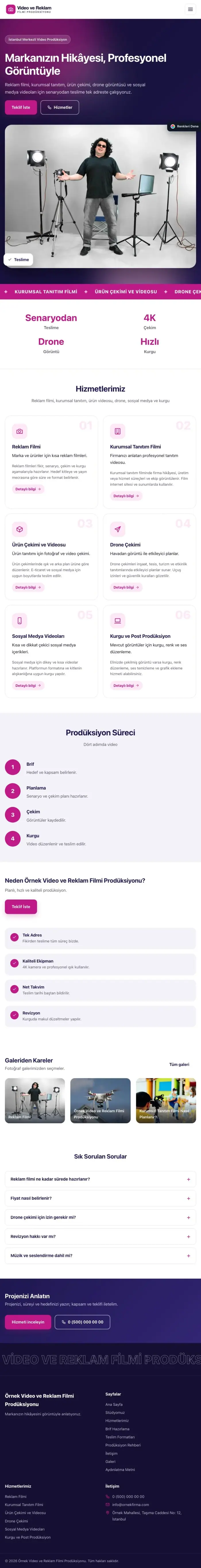 Hareketli Lacivert Pembe – Video ve Reklam Filmi Prodüksiyonu Web Sitesi tablet görünümü
