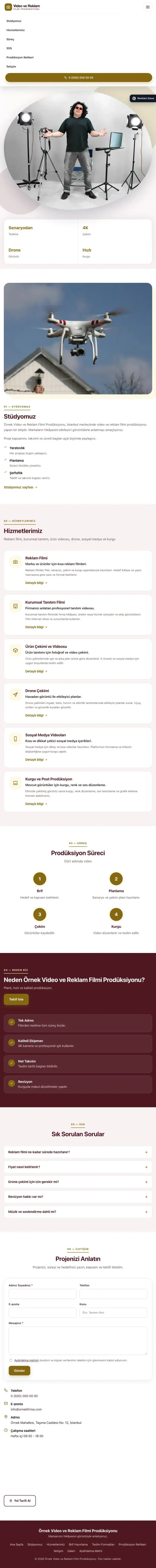 Tek Sayfa Bordo Amber – Video ve Reklam Filmi Prodüksiyonu Web Sitesi tablet görünümü