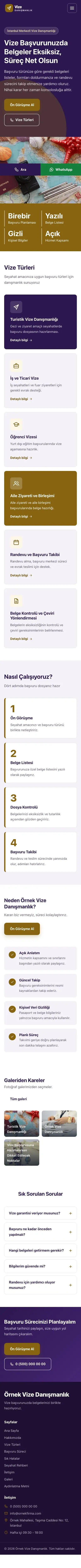 Blok Mor Amber – Vize Danışmanlığı Web Sitesi mobil görünümü