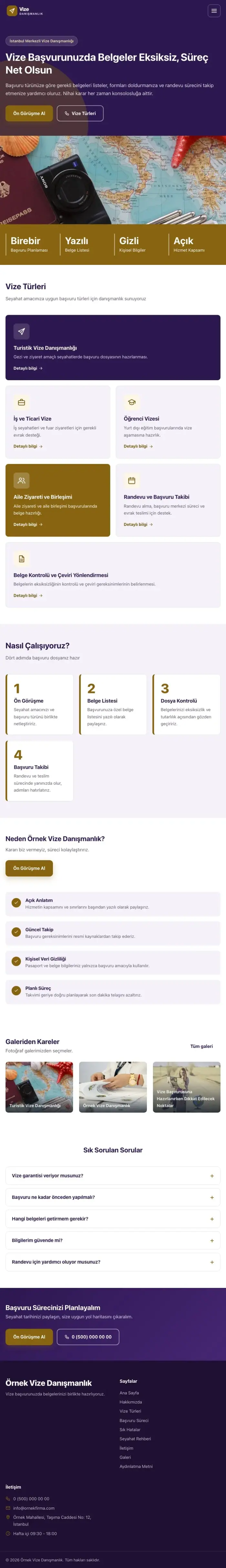 Blok Mor Amber – Vize Danışmanlığı Web Sitesi tablet görünümü