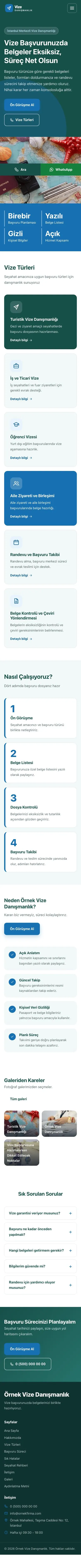 Blok Petrol Mavi – Vize Danışmanlığı Web Sitesi mobil görünümü