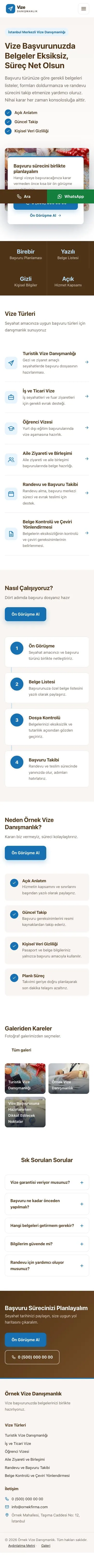 Bölünmüş Kahve Mavi – Vize Danışmanlığı Web Sitesi mobil görünümü