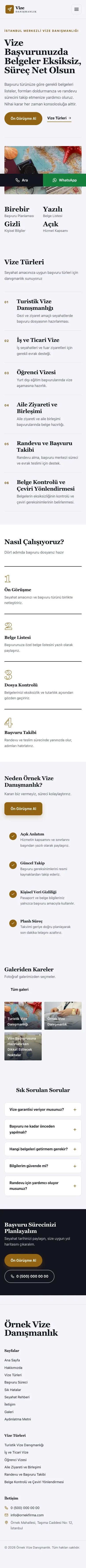 Editoryal Lacivert Turuncu – Vize Danışmanlığı Web Sitesi mobil görünümü