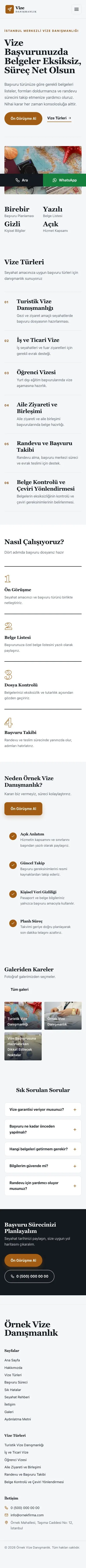 Editoryal Mavi Turuncu – Vize Danışmanlığı Web Sitesi mobil görünümü