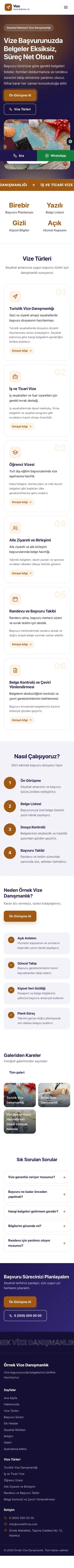 Hareketli Lacivert Turuncu – Vize Danışmanlığı Web Sitesi mobil görünümü