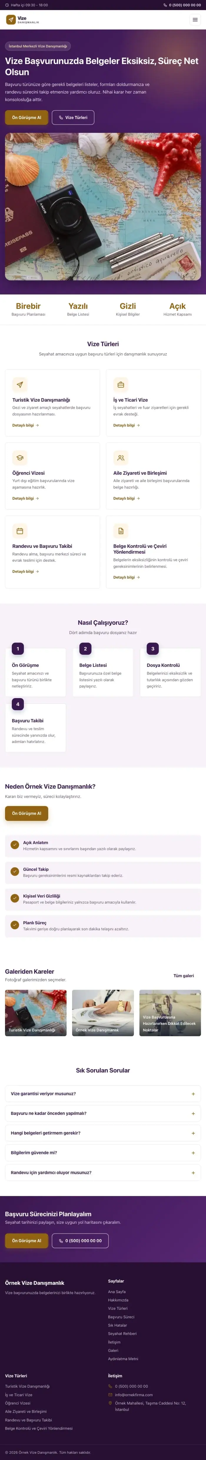 Klasik Mor Turuncu – Vize Danışmanlığı Web Sitesi tablet görünümü