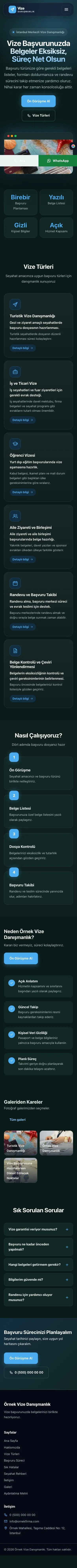 Koyu Modern Petrol Mavi – Vize Danışmanlığı Web Sitesi mobil görünümü