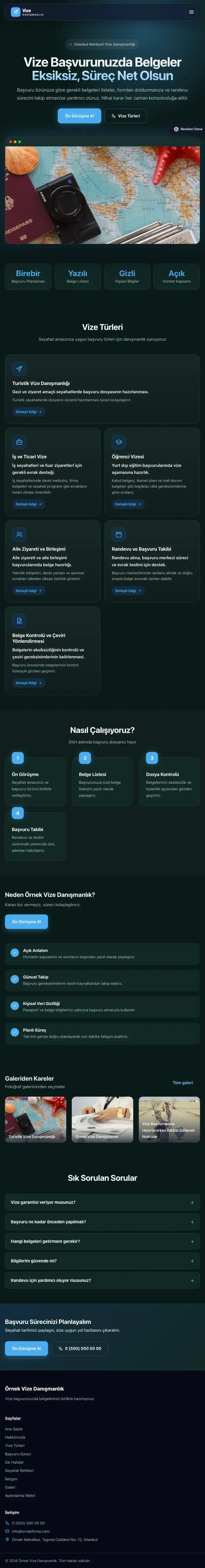 Koyu Modern Petrol Mavi – Vize Danışmanlığı Web Sitesi tablet görünümü
