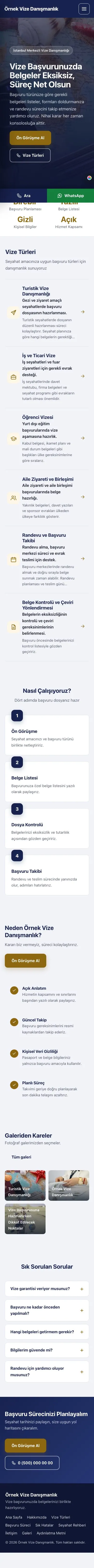Sol Menü Lacivert Amber – Vize Danışmanlığı Web Sitesi mobil görünümü