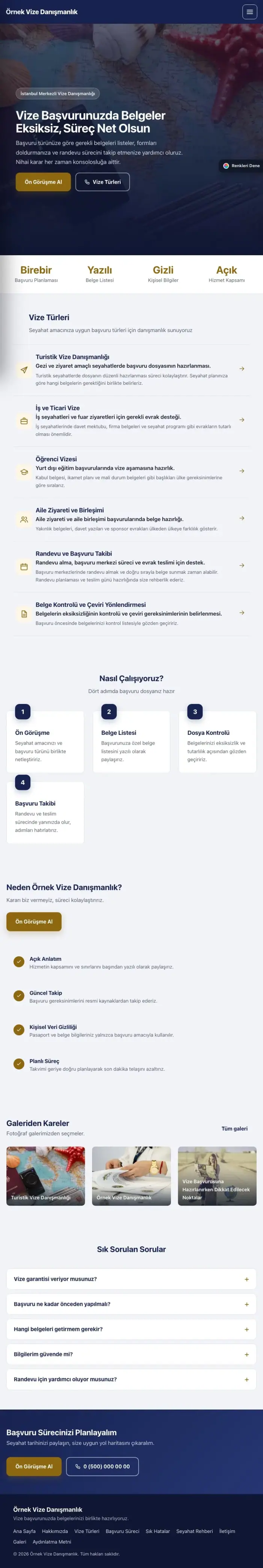 Sol Menü Lacivert Amber – Vize Danışmanlığı Web Sitesi tablet görünümü