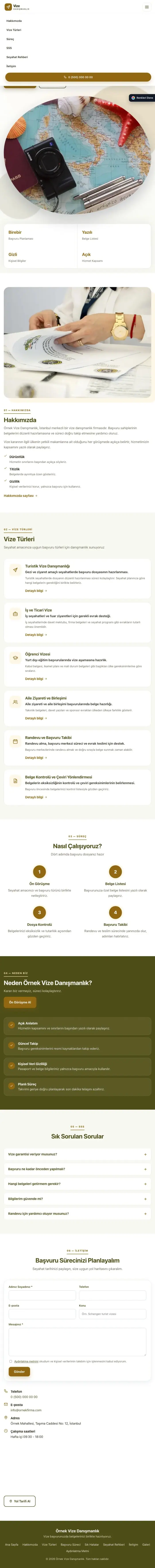 Tek Sayfa Zeytin Amber – Vize Danışmanlığı Web Sitesi tablet görünümü