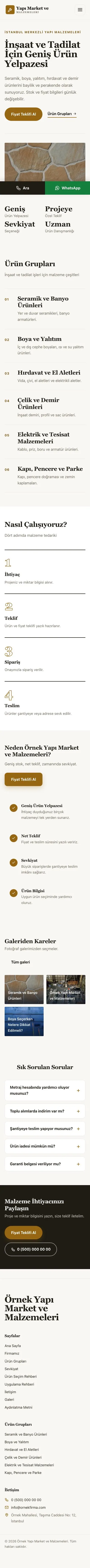 Editoryal Kahve Turuncu – Yapı Malzemeleri Web Sitesi mobil görünümü