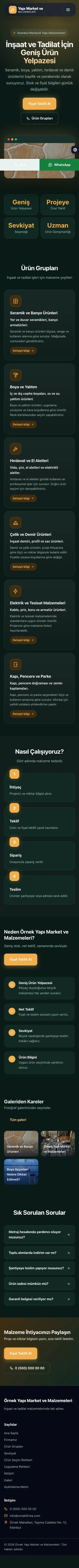 Koyu Modern Petrol Turuncu – Yapı Malzemeleri Web Sitesi mobil görünümü