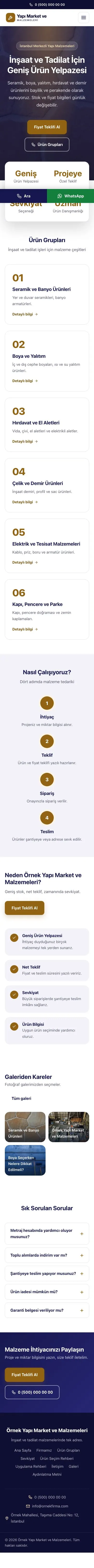 Merkez Lacivert Turuncu – Yapı Malzemeleri Web Sitesi mobil görünümü