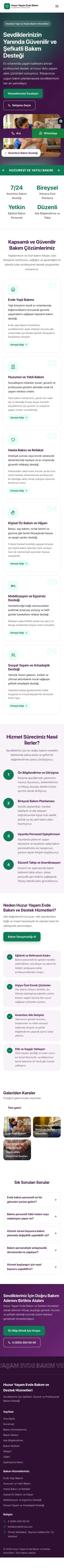 Hareketli Mor Turkuaz – Yaşlı ve Evde Bakım Web Sitesi mobil görünümü