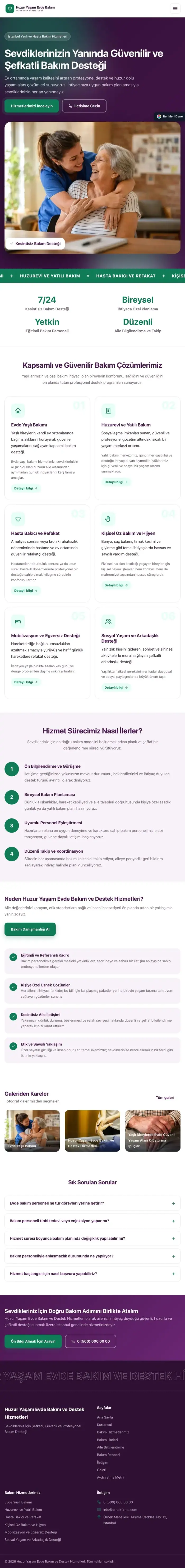 Hareketli Mor Turkuaz – Yaşlı ve Evde Bakım Web Sitesi tablet görünümü