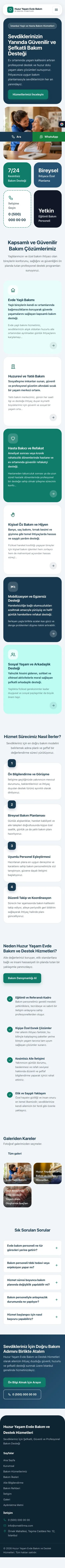 Mozaik Mavi Turkuaz – Yaşlı ve Evde Bakım Web Sitesi mobil görünümü