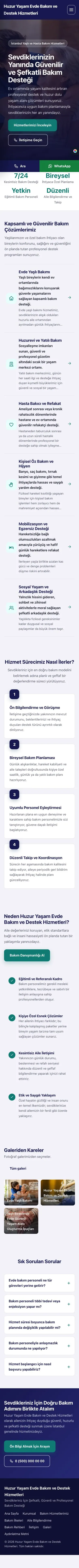 Sol Menü Lacivert Turkuaz – Yaşlı ve Evde Bakım Web Sitesi mobil görünümü