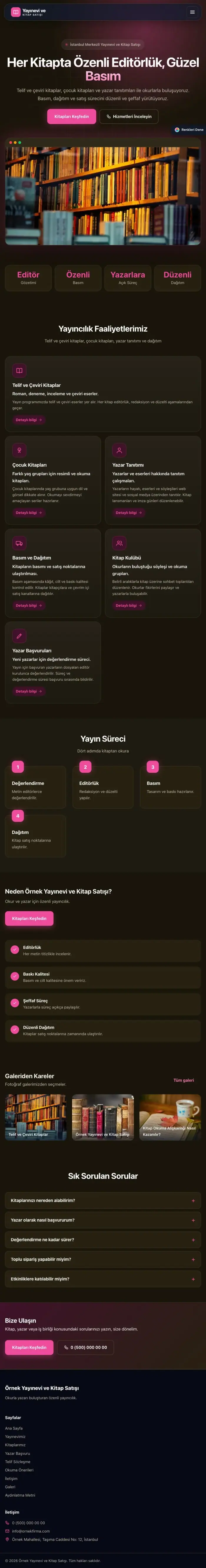 Koyu Modern Kahve Pembe – Yayınevi ve Kitap Satışı Web Sitesi tablet görünümü