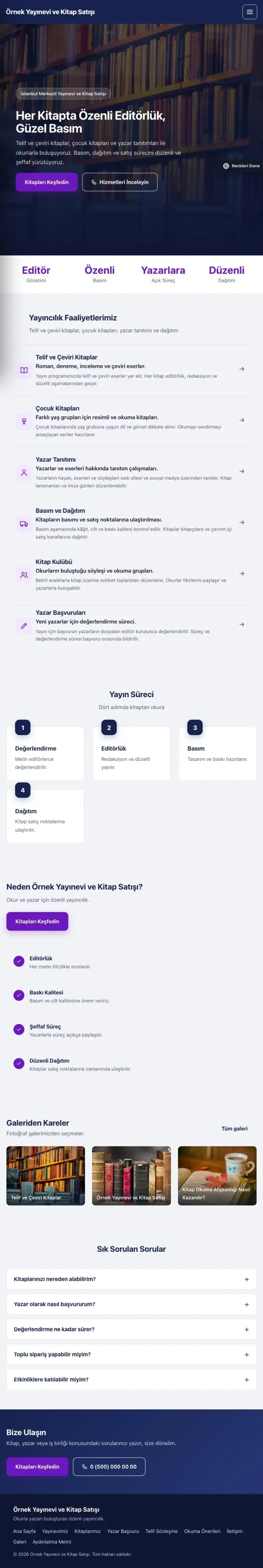 Sol Menü Lacivert Mor – Yayınevi ve Kitap Satışı Web Sitesi tablet görünümü