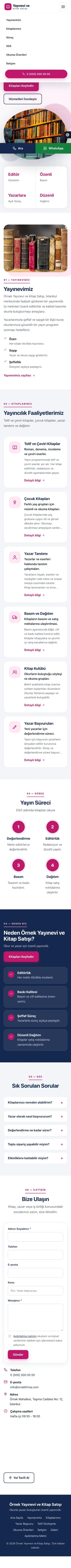 Tek Sayfa Mavi Pembe – Yayınevi ve Kitap Satışı Web Sitesi mobil görünümü
