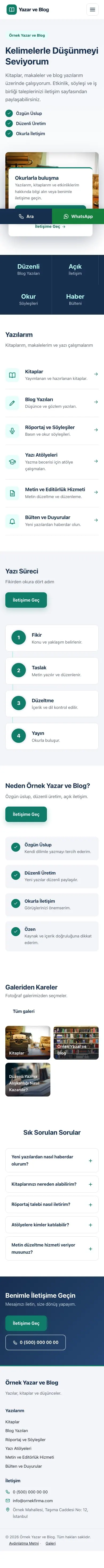 Bölünmüş Mavi Turkuaz – Yazar ve Blog Web Sitesi mobil görünümü