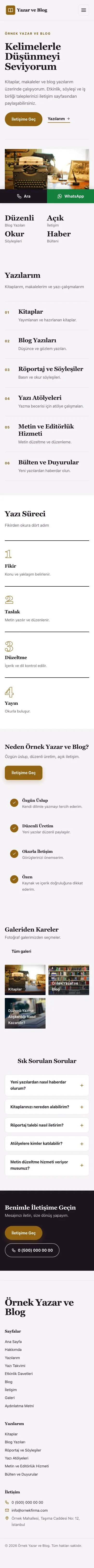 Editoryal Mor Turuncu – Yazar ve Blog Web Sitesi mobil görünümü