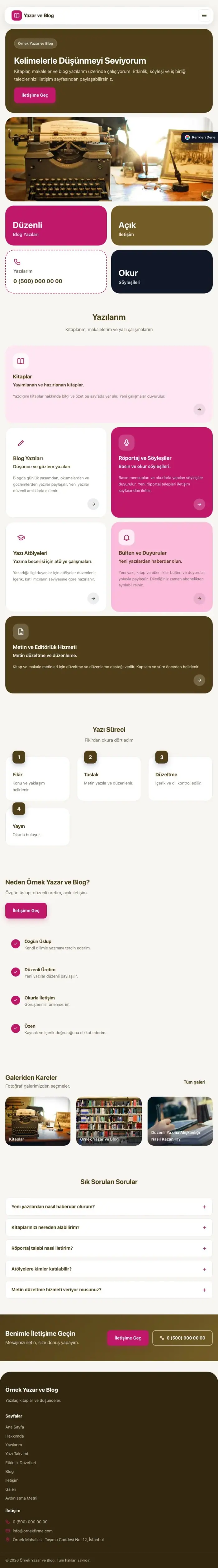Mozaik Kahve Pembe – Yazar ve Blog Web Sitesi tablet görünümü