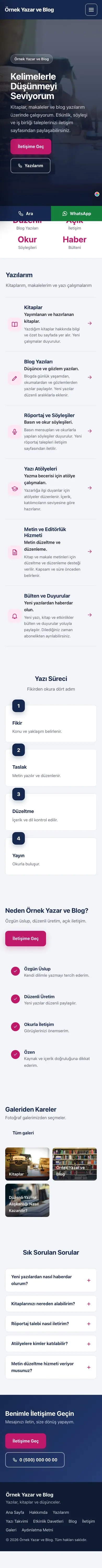Sol Menü Mavi Pembe – Yazar ve Blog Web Sitesi mobil görünümü